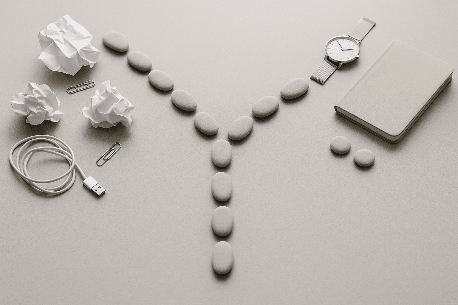 Fotografía conceptual de una mesa con caminos formados por fichas que simbolizan cambiar hábitos rediseñando el contexto personal y profesional.